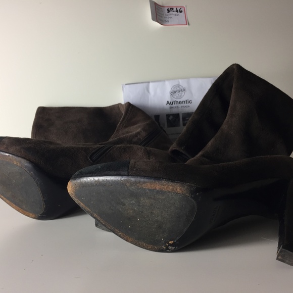 PRADA BROWN KNEE HIGH HEALS SIZE 39 US 8.5 - Picture 16 of 16